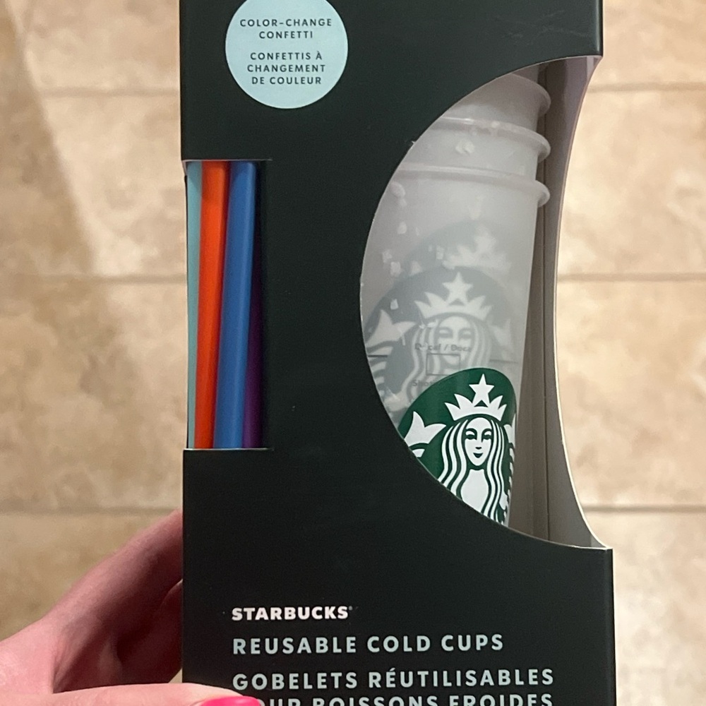 Starbucks Color-Changing Confetti Cold Cups with Straws
